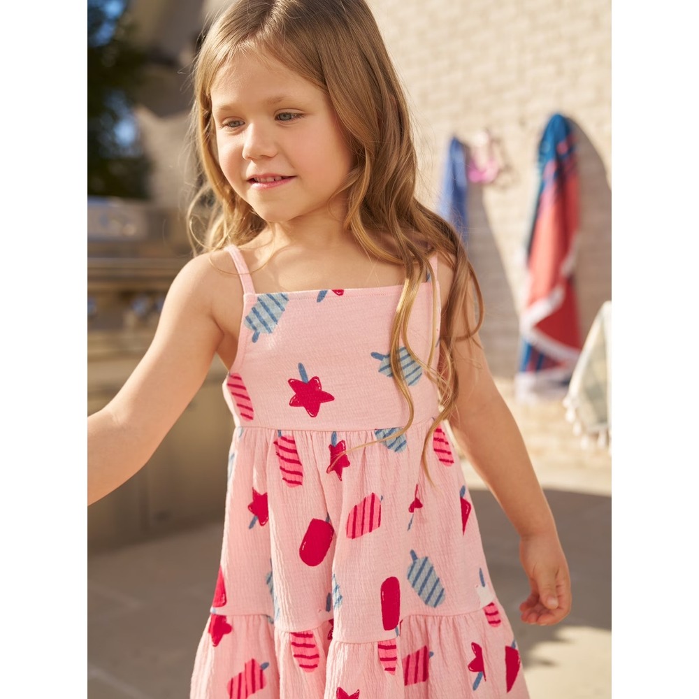 Carter's Child of Mine Patriotic Dress Size 4T Pink Square Neck Fit & Flare